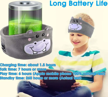 Máscara de Dormir para niños con Diadema de Animal y Auriculares Bluetooth