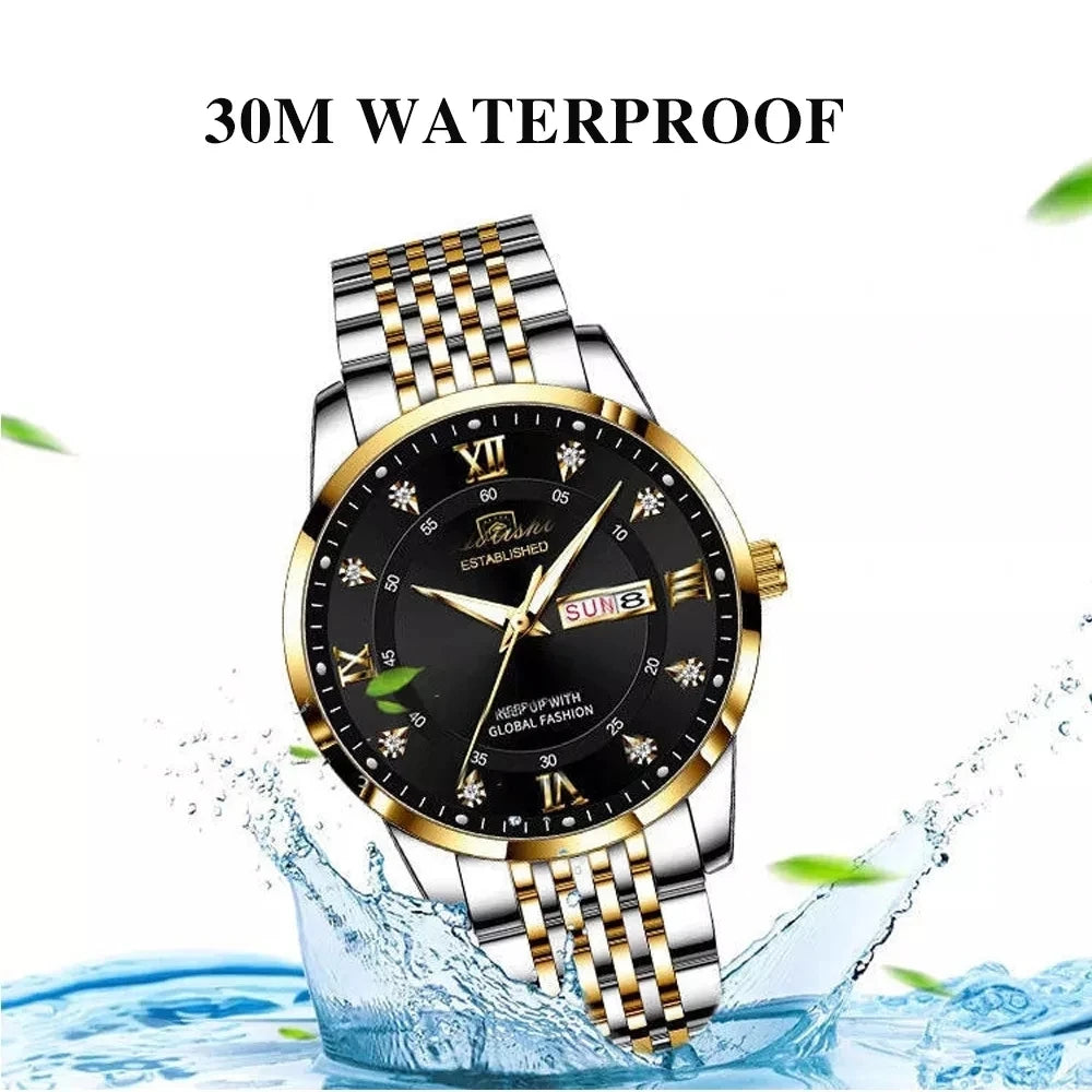 POEDAGAR 836 Men Watch Luxury Business Quartz Men's Wristwatch Waterproof Luminous Date Week Steel Strap Top Clock Man Watches