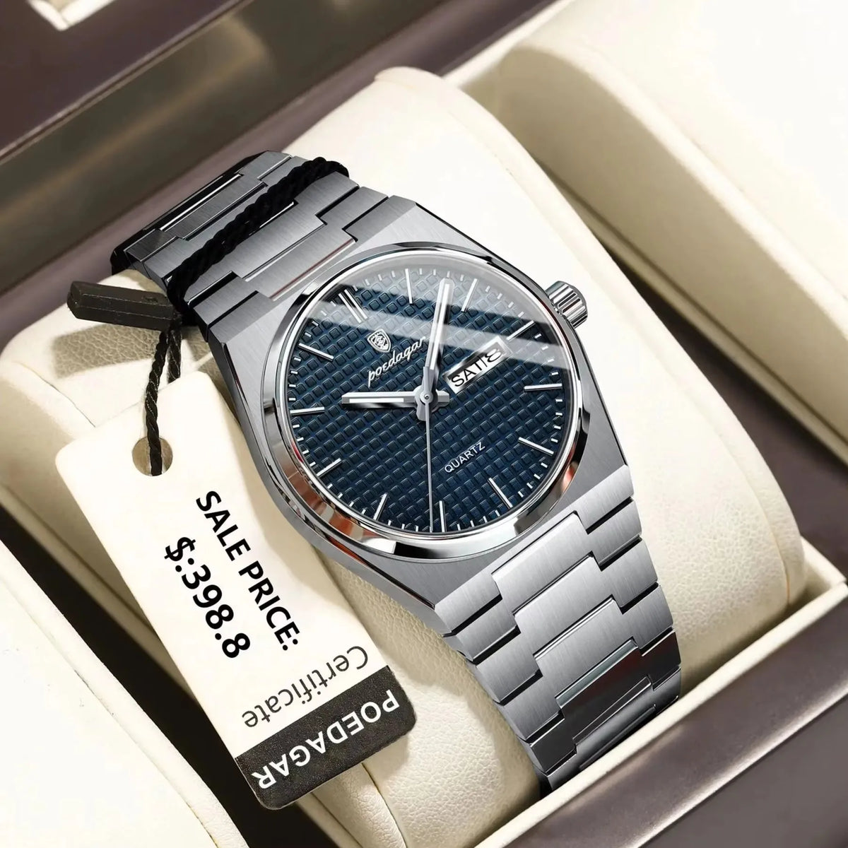 POEDAGAR New Luxury Sport Man Watch Waterproof Luminous Date Week Men Stainls Steel Quartz Men's Male Clock 821
