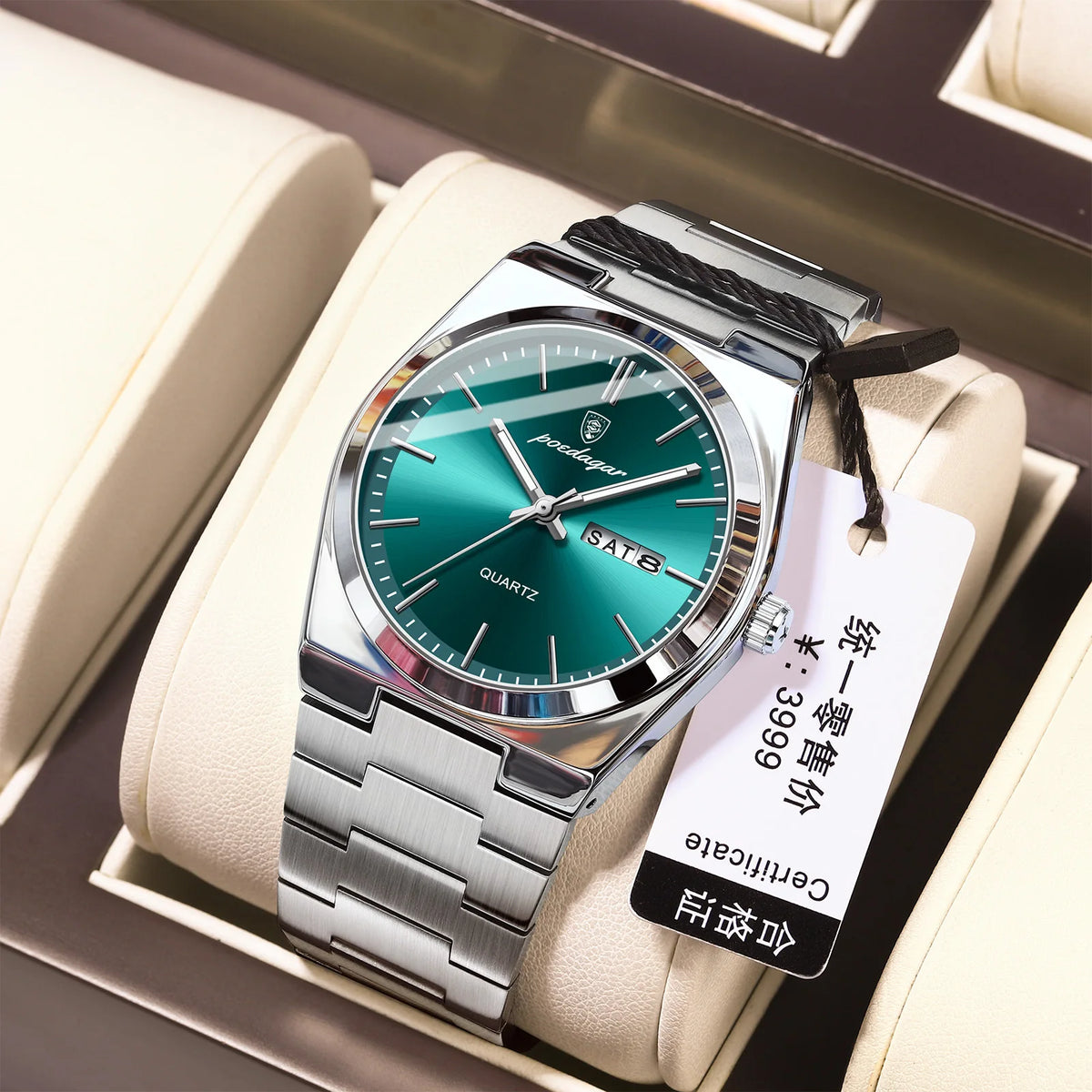 Poedagar 930 Hot Top Band Luminous Hands Quartz Watch for Men Fashion Business Calendar Wristwatch Luxury Stainless Steel Watch
