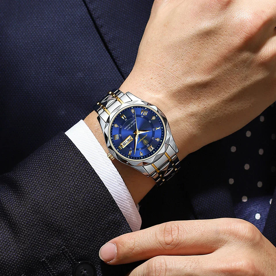 POEDAGAR Watch for Men 615 High Quality Jewelry Diamond Dial Mens Watches Waterproof Steel Strap Wristwatches Relogio Masculino