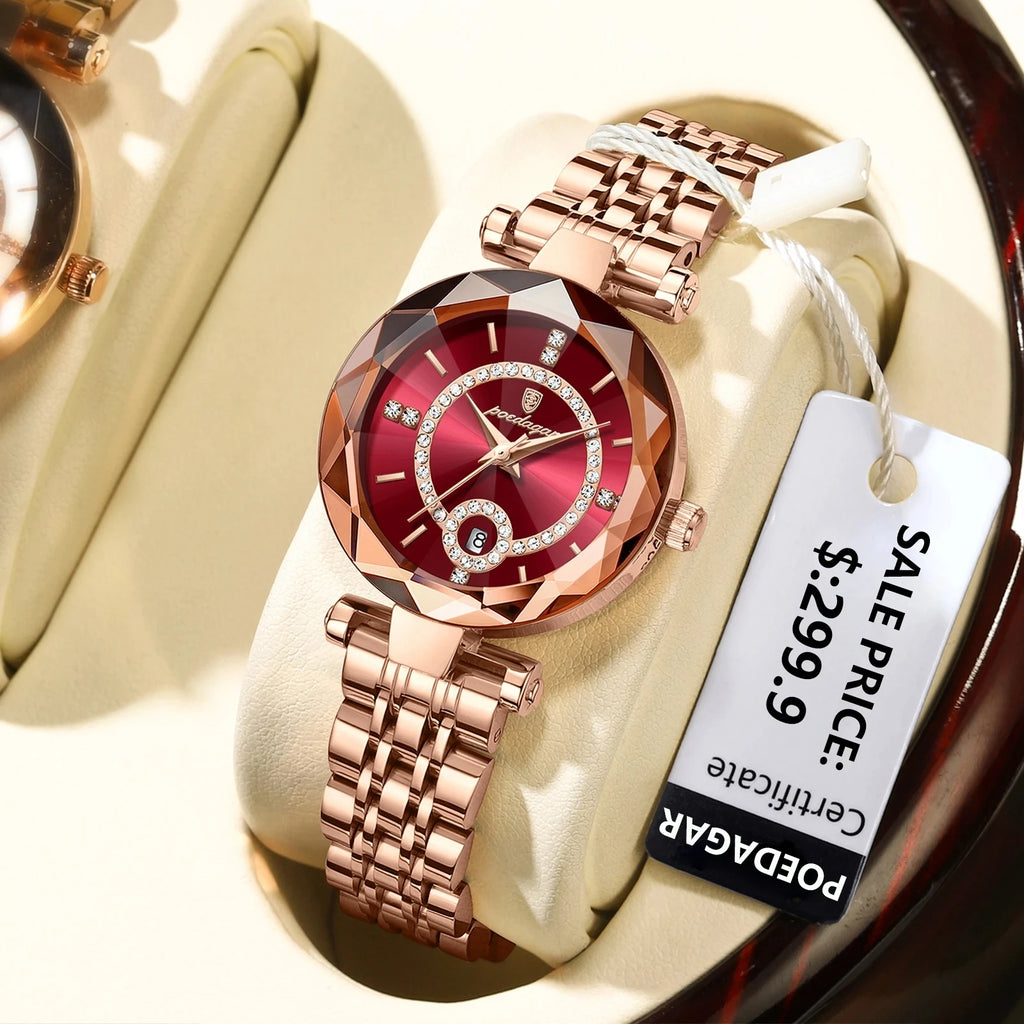 POEDAGAR 726 Watch for Women Waterproof Stainless Steel Ladies Watches High Quality Luxury Diamond Lady Quartz Clock Relojes