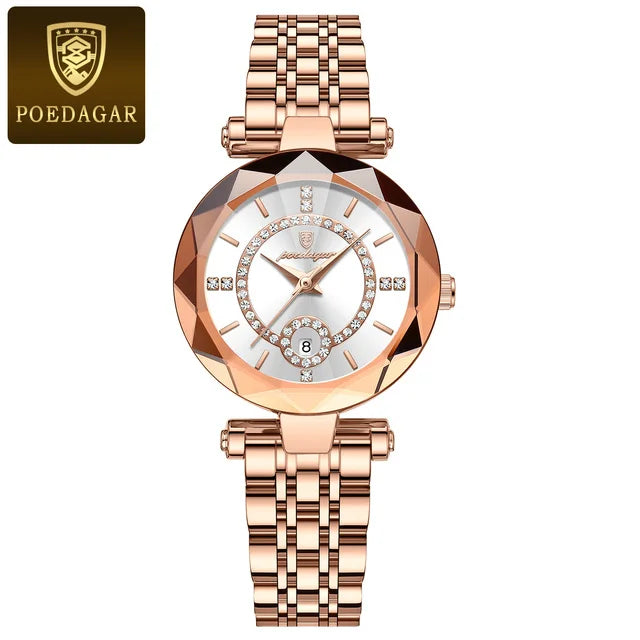 POEDAGAR 726 Watch for Women Waterproof Stainless Steel Ladies Watches High Quality Luxury Diamond Lady Quartz Clock Relojes