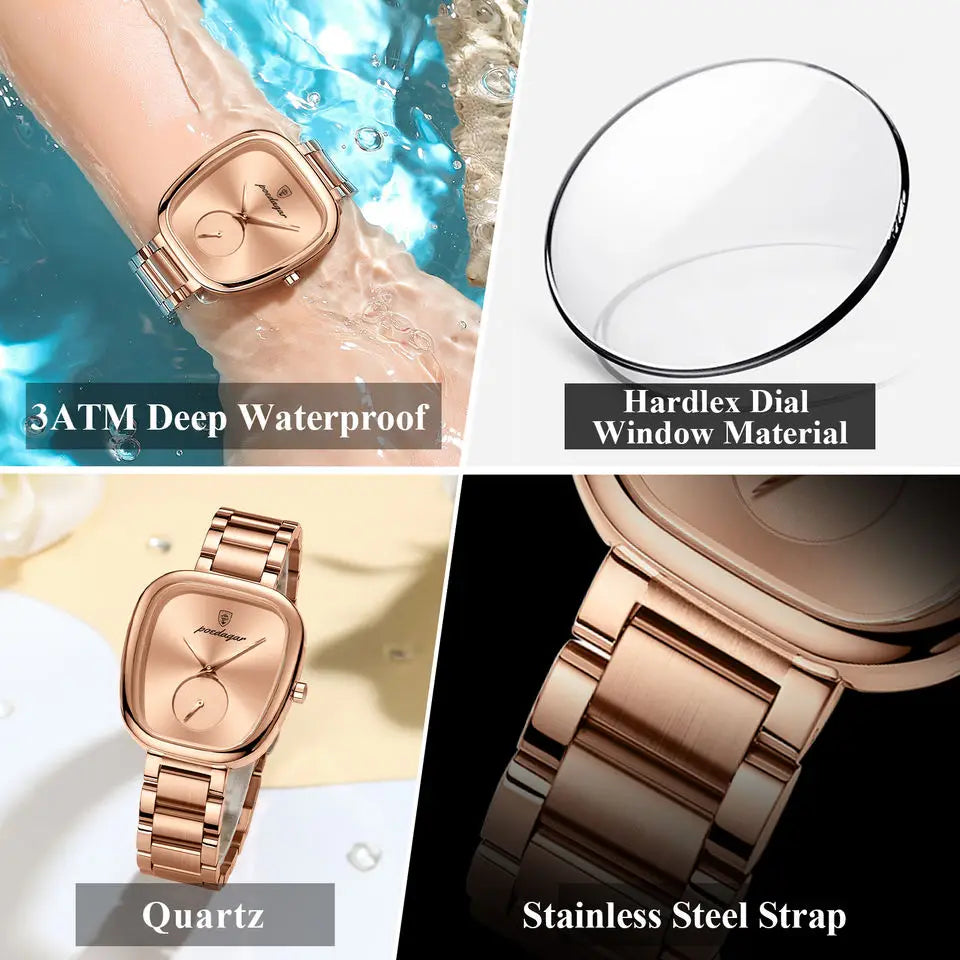 POEDAGAR 783 Elegant Simple Woman Watch Waterproof Stainless Steel Quartz Ladies Wristwatch Fashion Watches for Women Reloj