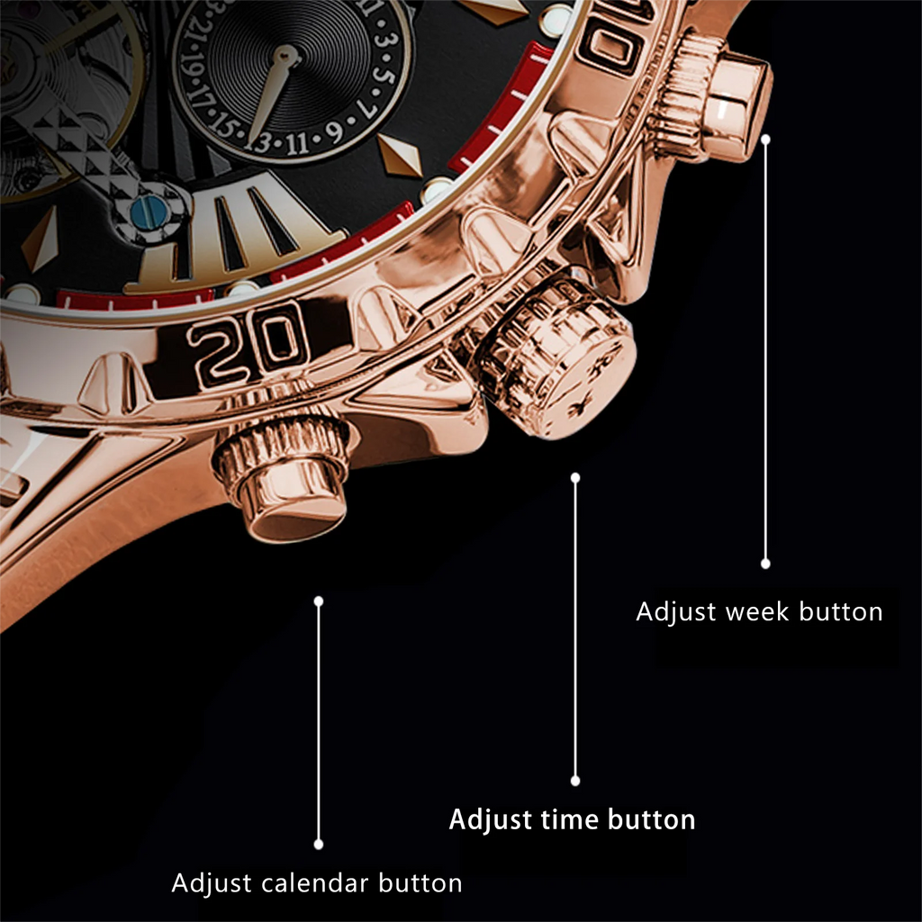 Tourbillon Man Watch Waterproof Automatic Mechanical Watches for Men Chronograph Luminous Multi-function Men's Wrist Watches