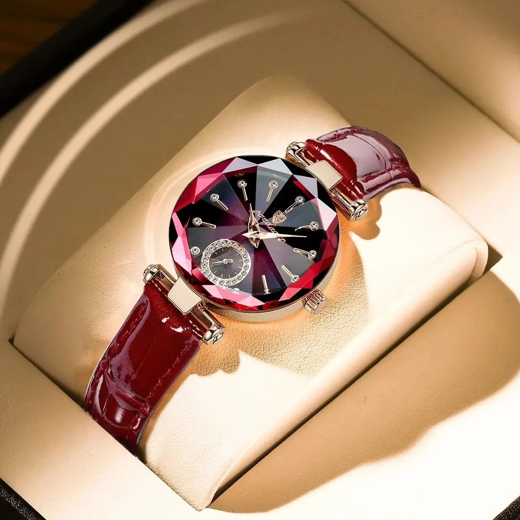 POEDAGAR 719 Fashion Women Watch Top Brand Luxury Ladies Girl Gold Wristwatch Genuine Leather Bracelet Classic Female Clock Gift