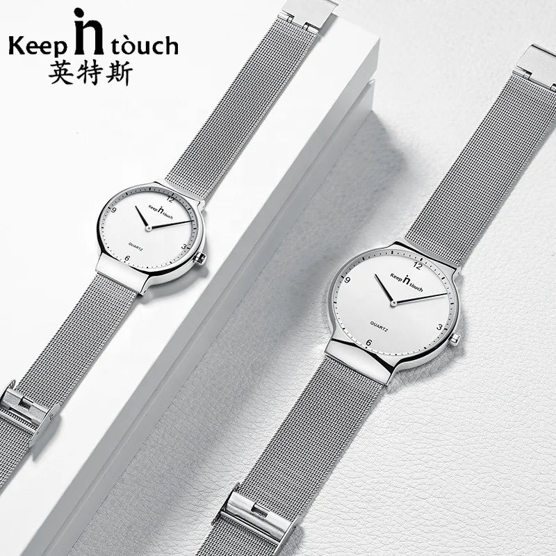 Luxury Alloy Case Lovers Watch Wholesale Stainless Steel Bnad Water Resistant Lovers Quartz Watches