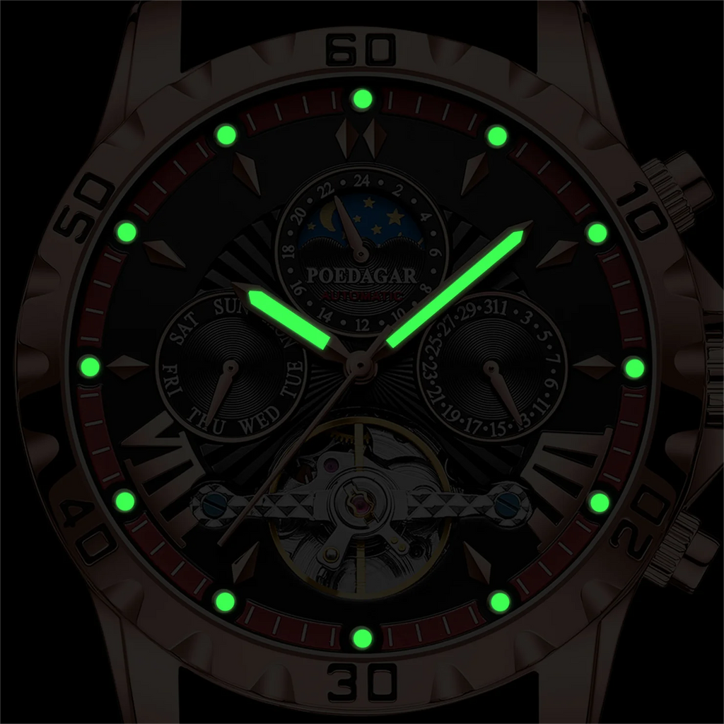 Tourbillon Man Watch Waterproof Automatic Mechanical Watches for Men Chronograph Luminous Multi-function Men's Wrist Watches