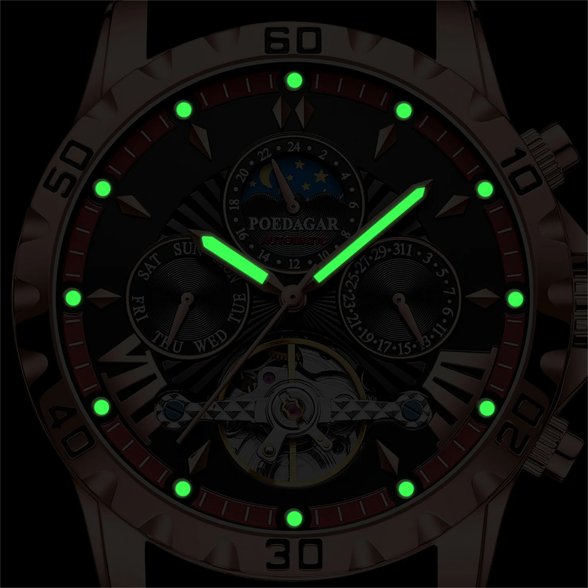 Tourbillon Man Watch Waterproof Automatic Mechanical Watches for Men Chronograph Luminous Multi-function Men's Wrist Watches