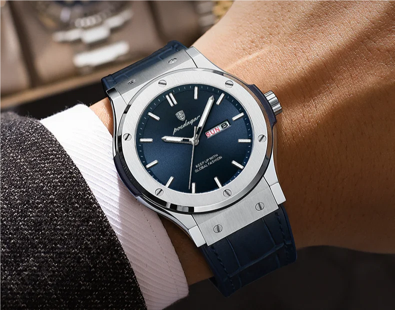 952 Men Watch Business Silicone Strap Wristwatches Quartz Casual Men's Watches Date Week Luminous Waterproof Watch