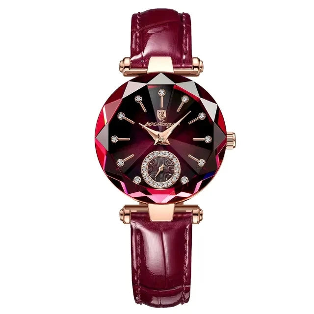 POEDAGAR 719 Fashion Women Watch Top Brand Luxury Ladies Girl Gold Wristwatch Genuine Leather Bracelet Classic Female Clock Gift
