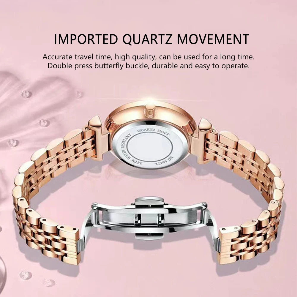 POEDAGAR Female Watch Rose Gold Luxury Brand Ladies Wristwatch Waterproof Stainless Stain Date Quartz Watches for Women
