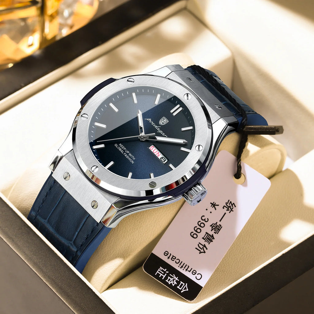 952 Men Watch Business Silicone Strap Wristwatches Quartz Casual Men's Watches Date Week Luminous Waterproof Watch