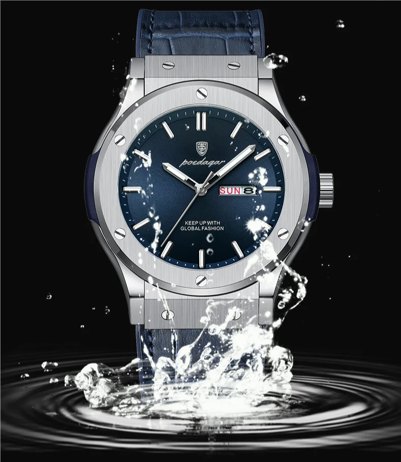 952 Men Watch Business Silicone Strap Wristwatches Quartz Casual Men's Watches Date Week Luminous Waterproof Watch