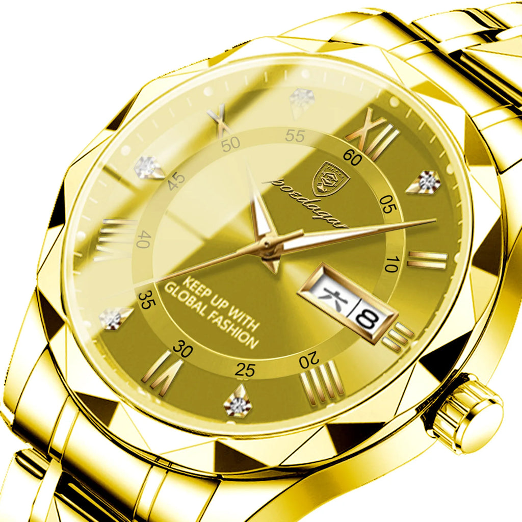POEDAGAR Watch for Men 615 High Quality Jewelry Diamond Dial Mens Watches Waterproof Steel Strap Wristwatches Relogio Masculino
