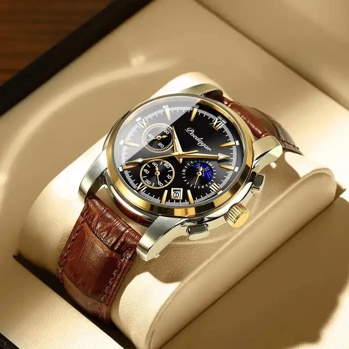 POEDAGAR Watch for Men 8058 New Waterproof Luminous Multifunction Quart Watches Men's Hot Sell Stainless Steel Silver Blue Wrist