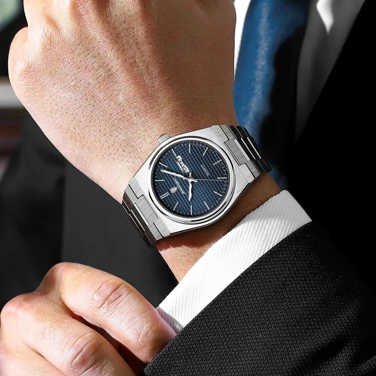 POEDAGAR New Luxury Sport Man Watch Waterproof Luminous Date Week Men Stainls Steel Quartz Men's Male Clock 821