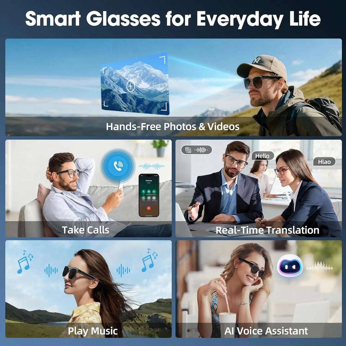Gafas inteligentes con IA, Bluetooth, 32gb rom