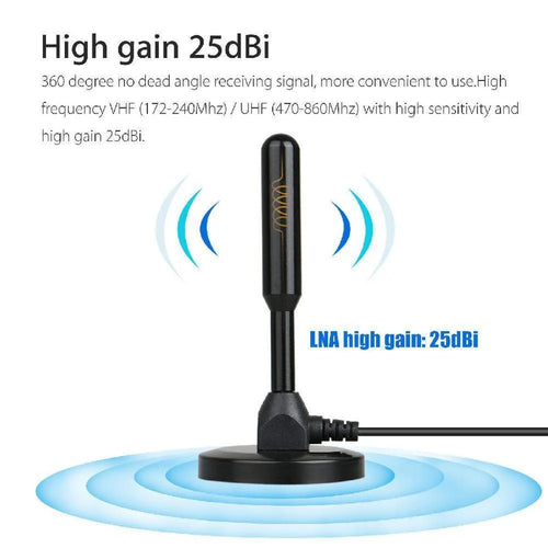 Antena de TV digital amplificada para interiores y exteriores
