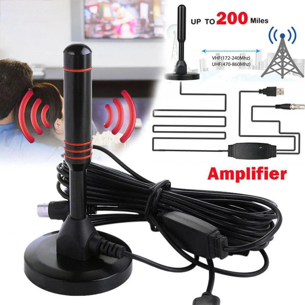 Antena de TV digital amplificada para interiores y exteriores