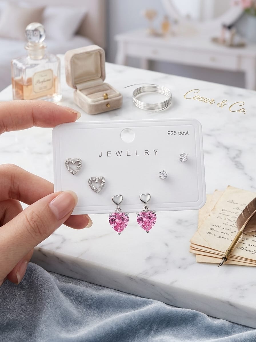 SET DE ARETES DE CORAZON